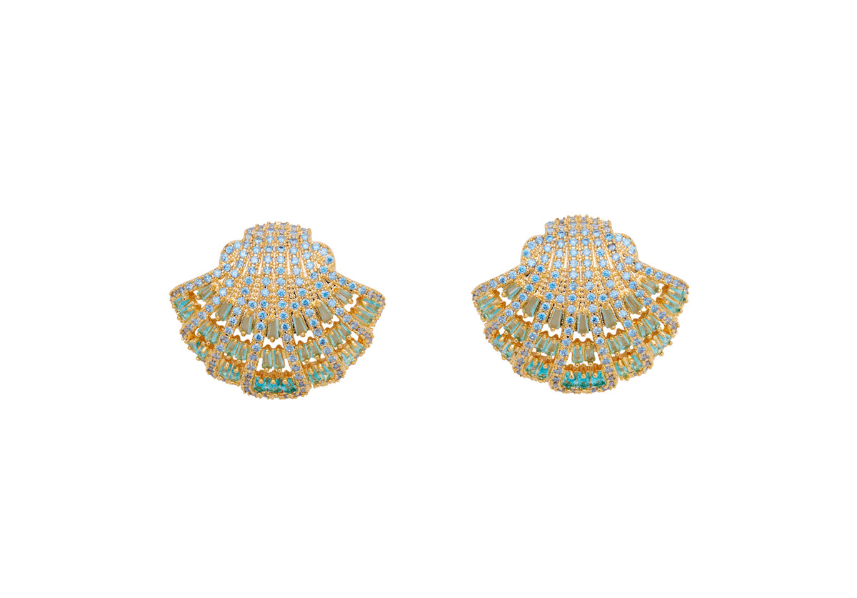 Shell Crystal Studs