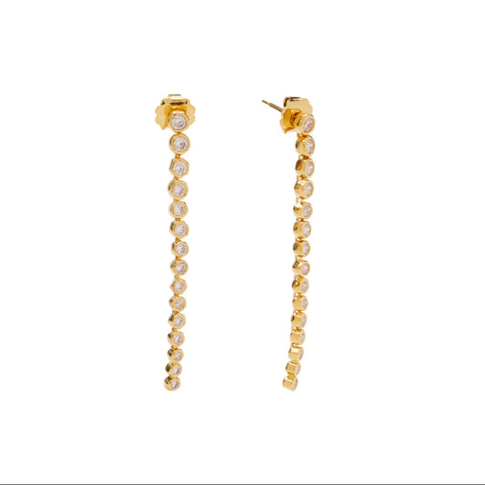 Ziva Long Crystal Studs