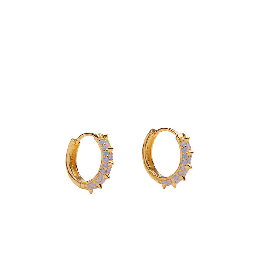 Suede Crystal Hoops