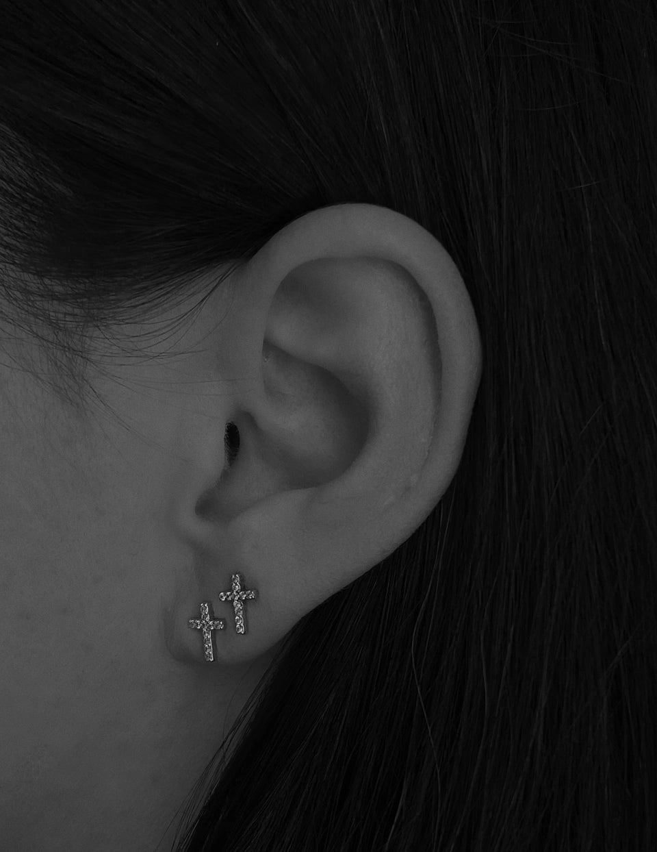 Cross Crystal Stud