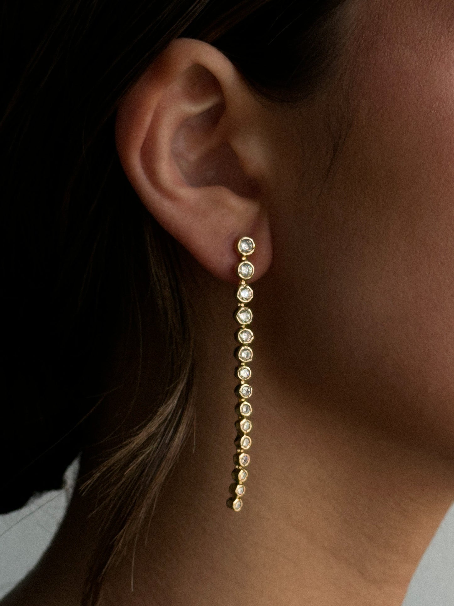 Ziva Long Crystal Studs