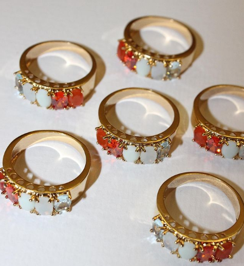 Janet Crystal Ring - Red Mix