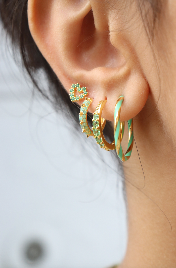 Suede Crystal Hoops