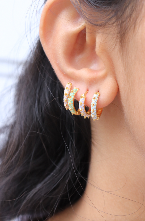 Suede Crystal Hoops