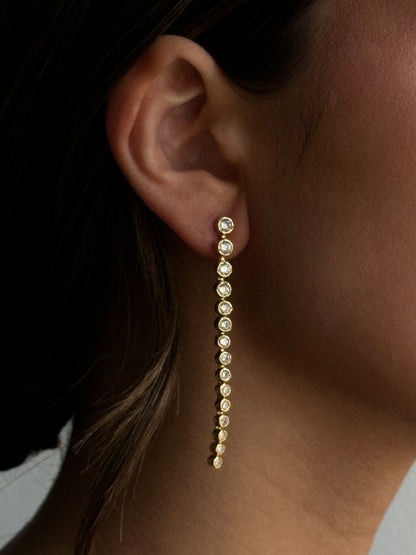 Ziva Long Crystal Studs