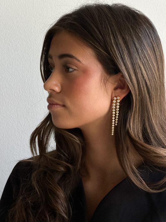 Ziva Long Crystal Studs