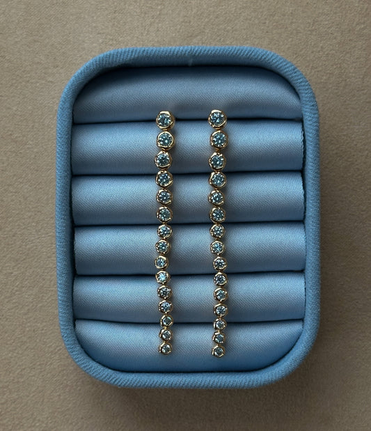 Ziva Long Crystal Studs